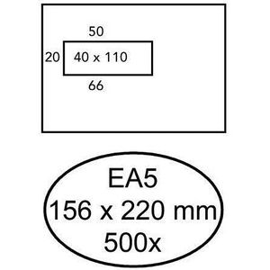 500 Gegomde enveloppen met venster links EA5 156 x 220 mm