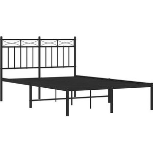 vidaXL - Bedframe - met - hoofdbord - metaal - zwart - 120x190 - cm