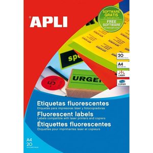 Stickers/etiketten Apli  Rood A4 20 Lakens 210 x 297 mm