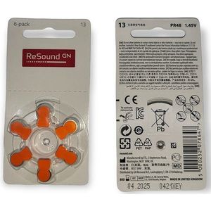 Resound hoortoestel batterijen P13 - oranje sticker