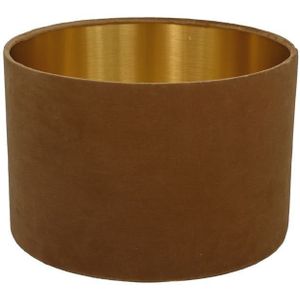 HSM Collection - Lampenkap Rond - ø42*28 - Beige/Goud - Velvet