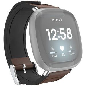 Hama Polsband Voor Fitbit Versa 3/Sense Horlogebandje Van Leer En Silic. Bruin