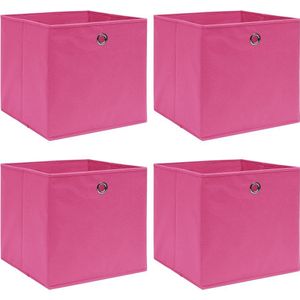 vidaXL-Opbergboxen-4-st-32x32x32-cm-stof-roze