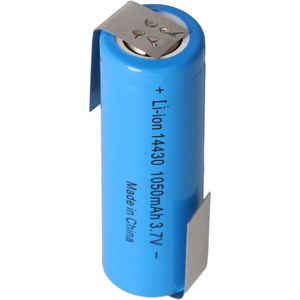 Li-ion batterij 14430 met U-vormige soldeerlippen 1050mAh 3.6V - 3.7V lithium-ion cel zonder bescher