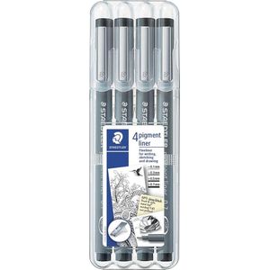 Staedtler fineliner Pigment Liner opstelbare box met 4 stuks (0,1 - 0,3 - 0,5 en 0,7 mm)