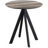 Infinity Terrastafel zwart frame + Tropical Wood HPL Ø70 cm