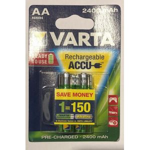 Varta Batterij NiMH, Mignon, AA, HR06, 1.2V/2400mAh Accu Power, Pre-charged, Retail Blister (2 stuks