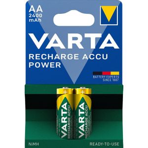 Varta Batterij NiMH, Mignon, AA, HR06, 1.2V/2400mAh Accu Power, Pre-charged, Retail Blister (2 stuks