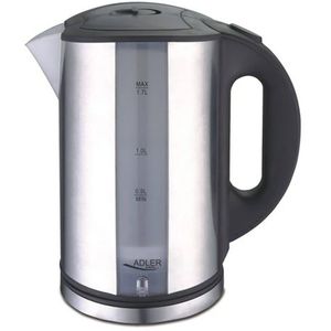 Adler AD 1216 Standaard - Roestvrij staal - 2000 W - 360 ° draaibare basis - 1.7 L - Waterkoker - Zilver - Zwart