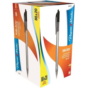 Paper Mate balpen InkJoy 100 RT, zwart, doos 80 + 20 gratis