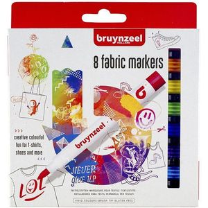 Textiel viltstift Bruynzeel 8 stuks