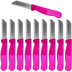 Solingen Schilmesje Robuust Handvat - RVS Glad - 16 cm met "Blade Cover" - Roze Glitter - 10 stuks