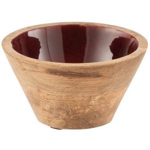 J-Line Mango kom - hout - bordeaux - small - 2 stuks - woonaccessoires