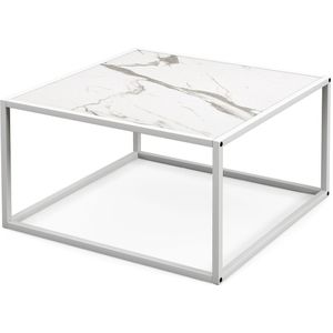 Coast Vierkante Salontafel - Imitatiemarmer - Metalen Frame - 70 x 70 x 40 cm - Wit