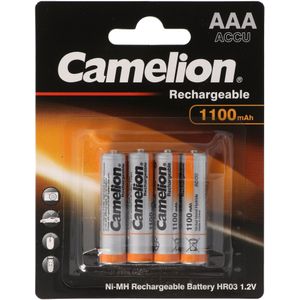 AAA, Micro, LR03, HR04, NiMH-batterij met maximaal 1100 mAh in 4-delige blisterverpakking, afmetinge