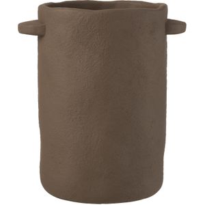 J-Line Bloempot Lang Gustave voor binnen - cement - donker bruin - 30 cm hoog - woonaccessoires