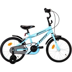 Kinderfiets 16 inch zwart en blauw