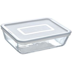 Pyrex - Cook & Freeze Schaal Rechthoek met Deksel Set van 2 Stuks - Borosilicaatglas - Transparant