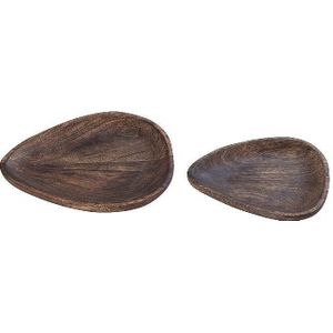 PTMD Schalen Katrice - 30x26x3 cm - Hout - Bruin - Set van 2