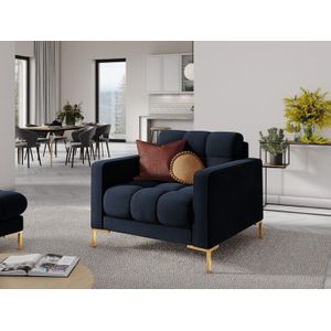 Micadoni  Fluwelen fauteuil "Mamaia" 1 zits - Donkerblauw / Goud