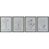 Schilderij DKD Home Decor Modern Botanische planten 45 x 2,5 x 60 cm (4 Stuks)