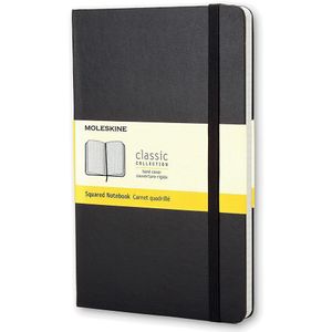 Moleskine notitieboek, ft 13 x 21 cm, geruit, harde cover, 240 bladzijden, zwart