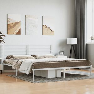 VidaXL Bedframe Hoofdbord Metaal Wit 200x200 cm