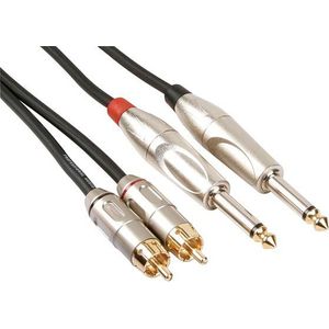 Velleman - Rca-jack kabel 2 x rca mannelijk naar jack 6.35 mm mono 5 m