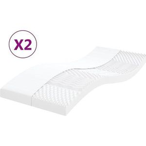 vidaXL - Schuimmatrassen - 2 - st - 7 - zones - hardheid - 20 - ILD - 90x190 - cm - wit