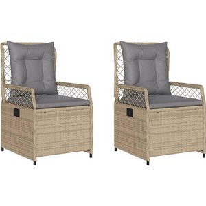 vidaXL - Tuinstoelen - 2 - st - verstelbaar - poly - rattan - beige