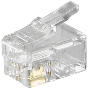 Goobay RJ10 Western connector voor flatcable, 4-polig - voor het krimpen op flatcable telefoon, niet