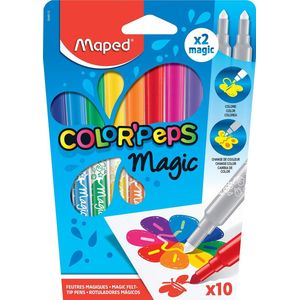 Maped viltstift Color'Peps Magic, etui van 10 stuks in geassorteerde kleuren en 2 magic stiften