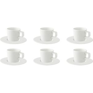 Palmer Cappuccinokop en schotel White Delight 18 cl 16 cm Wit Porselein 6 stuk(s)