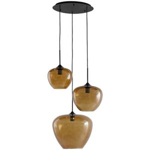 Light & Living Hanglamp Glas Bruin-Matzwart 3L Mayson Ø 40 x 160cm