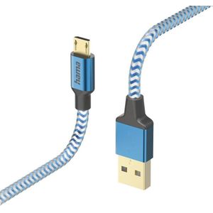 Hama Oplaadkabel Reflective USB-A - Micro-USB 1,5 M Nylon Blauw