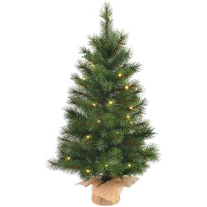 Black box led kunstkerstboompje met jute lawson fir - 60x40 groen