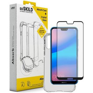 SoSkild Huawei P20 Lite Absorb Impact Case Transparent and Glass Screen Protector
