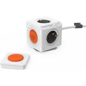 Allocacoc PowerCube® Extended |Remote| SET Wit/Orange / Type F (Netherlands/Germany)