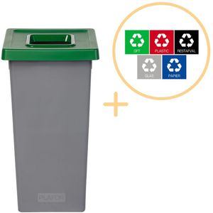 Plafor Fit Bin Prullenbak voor afvalscheiding 75L, Grijs/Groen