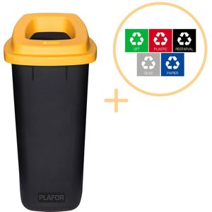 Plafor Prullenbak voor afvalscheiding 90L, Zwart/Geel