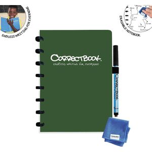 Correctbook A5 Original: uitwisbaar / herbruikbaar notitieboek, blanco, Forest Green (bosgroen)