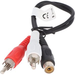 Audio-videokabel 0,2 m 1 x cinch-koppeling> 2 x cinch-stekker