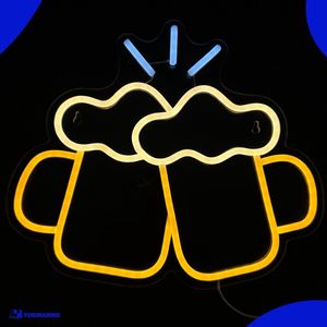 Neon Lamp - Bier Proost - Incl. Ophanghaakjes - Neon Sign - Neon Verlichting - Neon Led Lamp - Wandlamp - Mancave