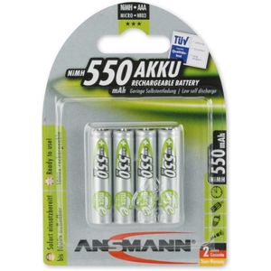 Ansmann NiMH oplaadbare batterij Micro 550mAh, blisterverpakking van 4