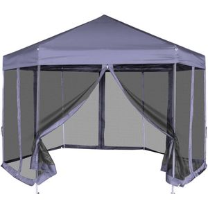 VidaXL Partytent Zeshoekig 3,6x3,1 m Met Zijwanden - Donkerblauw