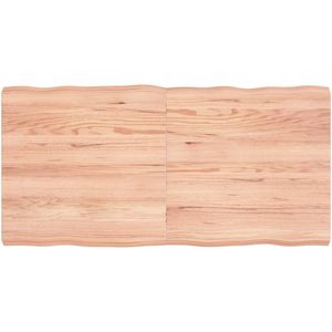 VidaXL Tafelblad Natuurlijke Rand 120x60x6 cm Eikenhout Lichtbruin