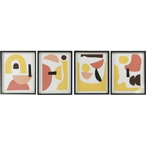 Schilderij DKD Home Decor Kristal Abstract Hout MDF (4 pcs) (40 x 2.5 x 50 cm)