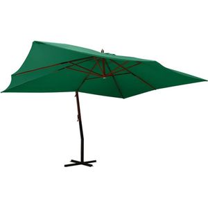 vidaXL - Zweefparasol - met - houten - paal - 400x300 - cm - groen