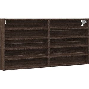 vidaXL - Vitrinekast - 100x8,5x50 - cm - bewerkt - hout - bruin - eikenkleurig