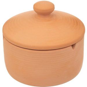 Atmosphera Asbak met stijlvolle deksel - Terracotta - D13 cm - steenrood - voor binnen/balkon/serre